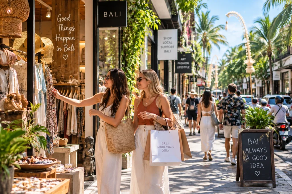 Bali shopping area tourists
